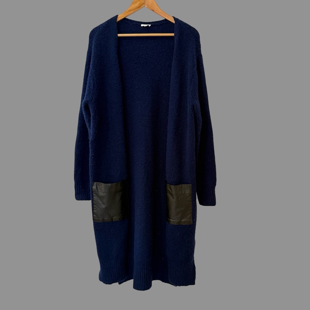b+ab Blue Long Sleeve Long Open Front Cardigan S ($250)
